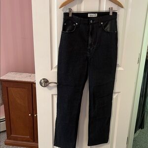 Abercrombie & Fitch Ladies Black Jeans with Vegan Leather back